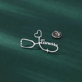 Custom Engraved Love Heart Stethoscope Brooch